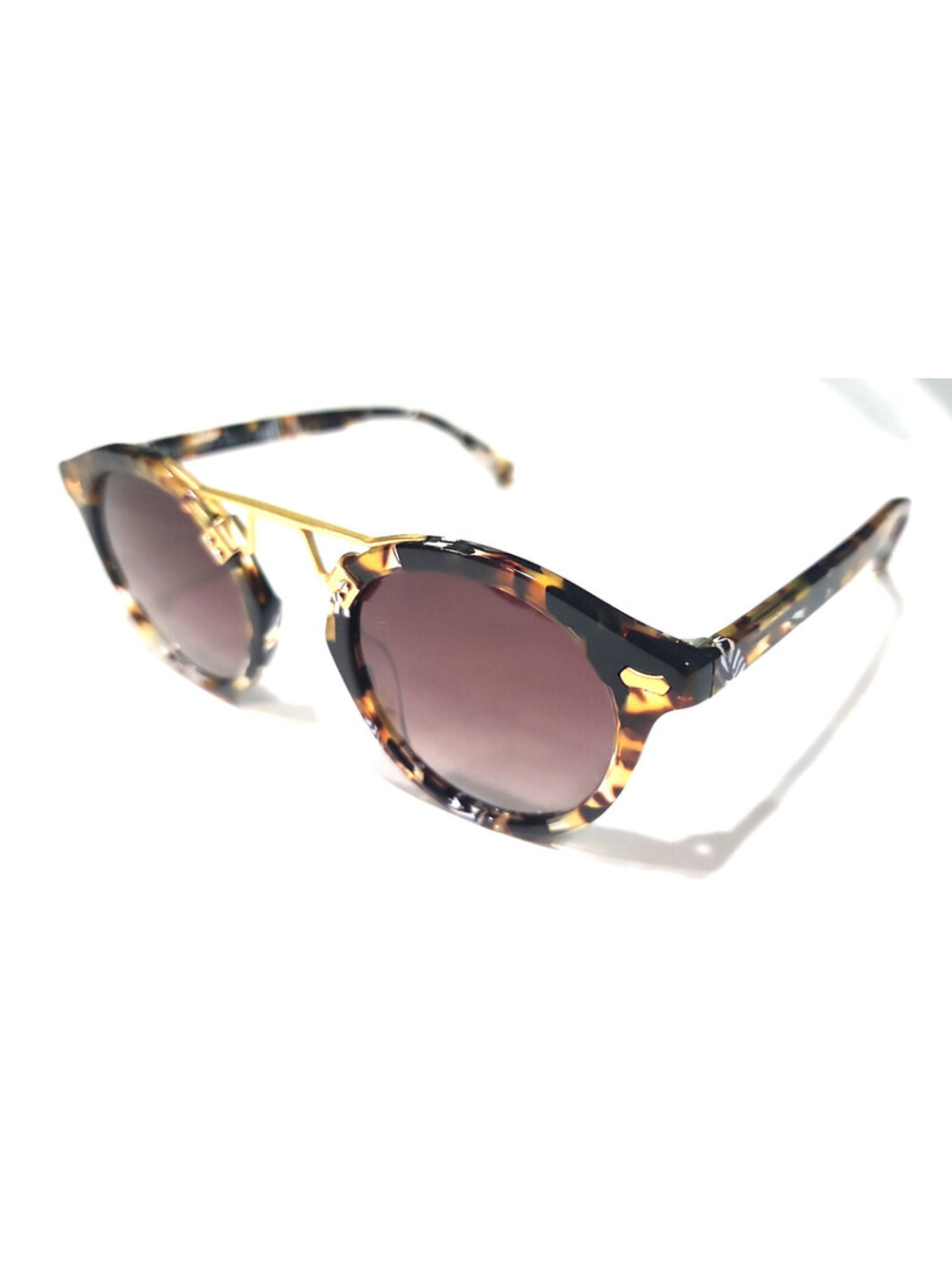Carfia Toykio Tortoise Gold Polatized Brown Gradient Round Polarized Sunglasses